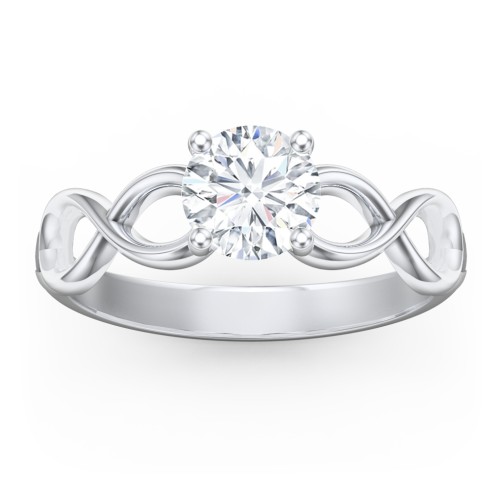 Diamond Solitaire Engagement Ring with Infinity Band – 14K White Gold
