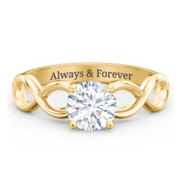 Diamond Solitaire Engagement Ring with Infinity Band in 9K Solid Yellow Gold with 04LABDIAM-RD-1.00-SI1-F-VG