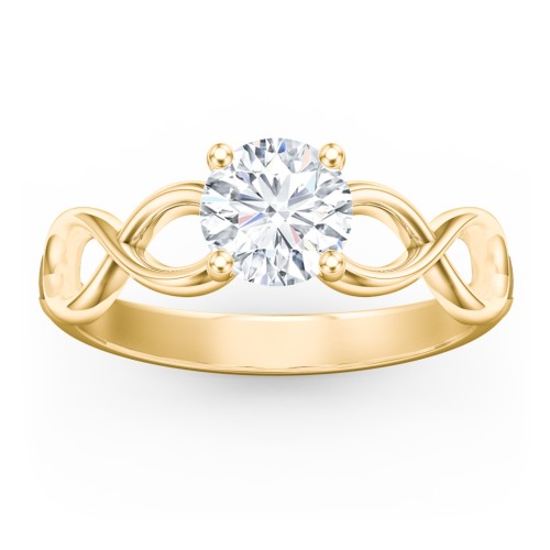 Diamond Solitaire Engagement Ring with Infinity Band – 9kt Yellow Gold