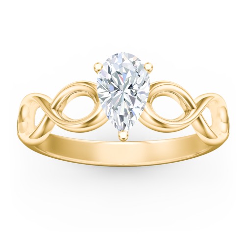 Diamond Solitaire Engagement Ring with Infinity Band – 9kt Yellow Gold