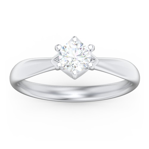 Classic Diamond Solitaire with 6 Prong Setting – 14K White Gold
