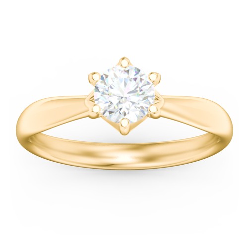 Classic Diamond Solitaire with 6 Prong Setting – 9kt Yellow Gold