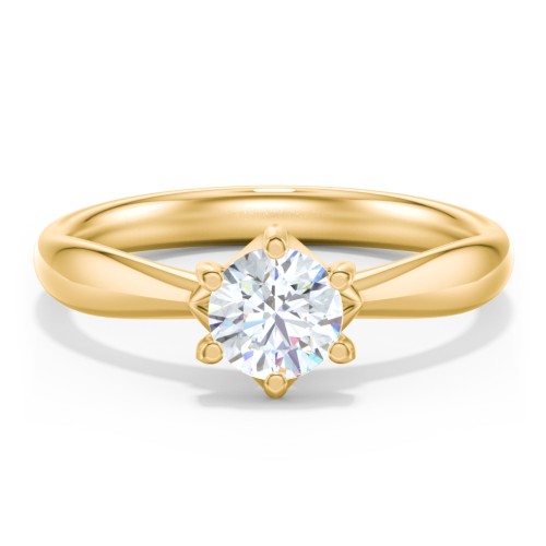 Classic Diamond Solitaire with 6 Prong Setting – 9kt Yellow Gold