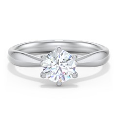 Classic Diamond Solitaire with 6 Prong Setting – 14K White Gold