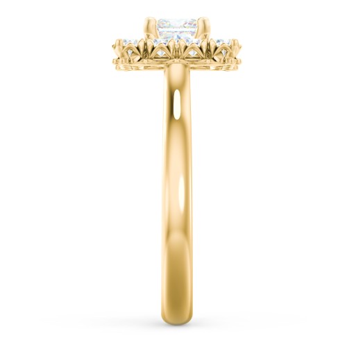 Classic Diamond Halo Engagement Ring – 9kt Yellow Gold with Lab Diamond