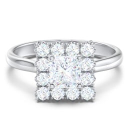 Classic Diamond Halo Engagement Ring