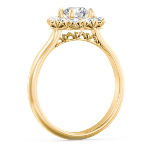 Classic Diamond Halo Engagement Ring – 9kt Yellow Gold with Lab Diamond