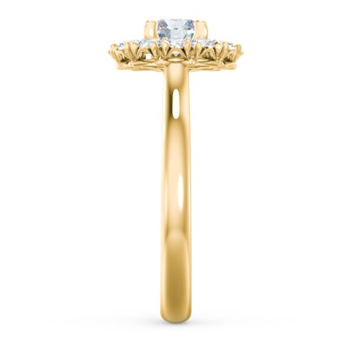 Classic Diamond Halo Engagement Ring – 9kt Yellow Gold with Lab Diamond