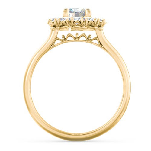 Classic Diamond Halo Engagement Ring – 9kt Yellow Gold with Lab Diamond
