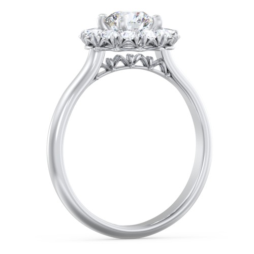 Classic Diamond Halo Engagement Ring – 14K White Gold with Lab Diamond