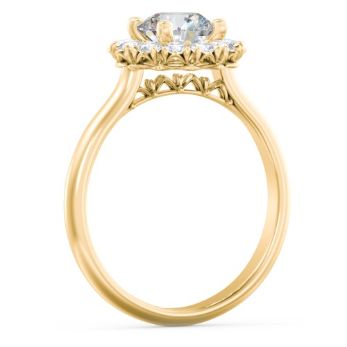 Classic Diamond Halo Engagement Ring – 9kt Yellow Gold with Lab Diamond