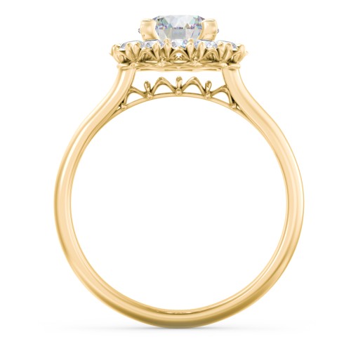 Classic Diamond Halo Engagement Ring – 9kt Yellow Gold with Lab Diamond