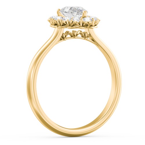 Classic Diamond Halo Engagement Ring – 9kt Yellow Gold with Lab Diamond