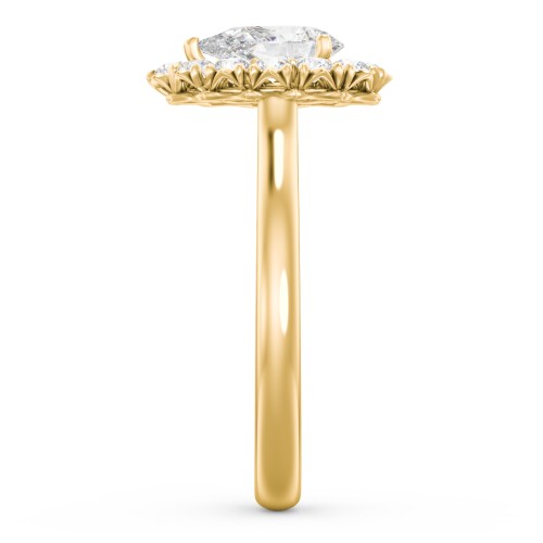 Classic Diamond Halo Engagement Ring – 9kt Yellow Gold with Lab Diamond