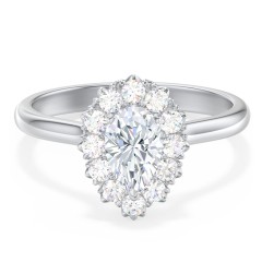 Classic Diamond Halo Engagement Ring – 14K White Gold with Lab Diamond