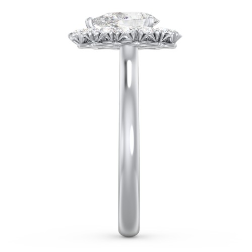 Classic Diamond Halo Engagement Ring – 14K White Gold with Lab Diamond