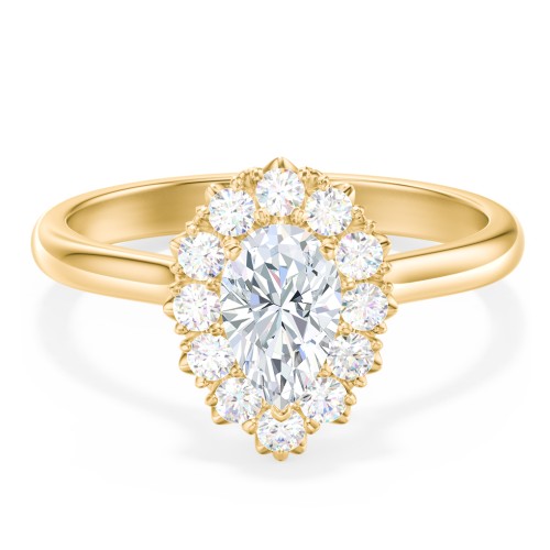 Classic Diamond Halo Engagement Ring – 9kt Yellow Gold with Lab Diamond