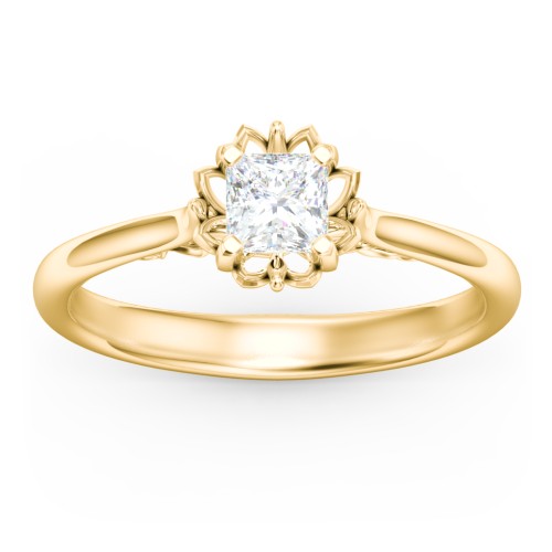 Diamond Solitaire Engagement Ring with Infinity Detail Bridge – 9kt Yellow Gold