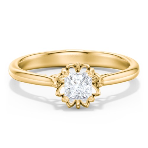 Diamond Solitaire Engagement Ring with Infinity Detail Bridge – 9kt Yellow Gold