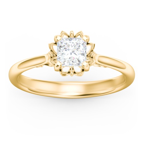 Diamond Solitaire Engagement Ring with Infinity Detail Bridge – 9kt Yellow Gold