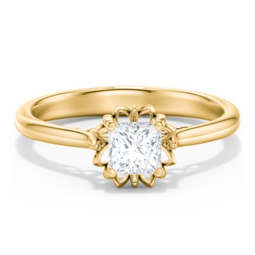 Diamond Solitaire Engagement Ring with Infinity Detail Bridge – 9kt Yellow Gold