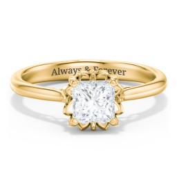 Diamond Solitaire Engagement Ring with Infinity Detail Bridge in 9K Solid Yellow Gold with 04LABDIAM-PC-1.00-SI1-F-G