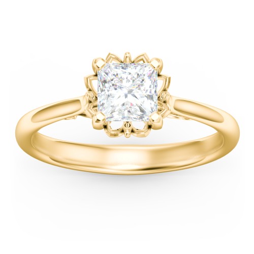 Diamond Solitaire Engagement Ring with Infinity Detail Bridge – 9kt Yellow Gold