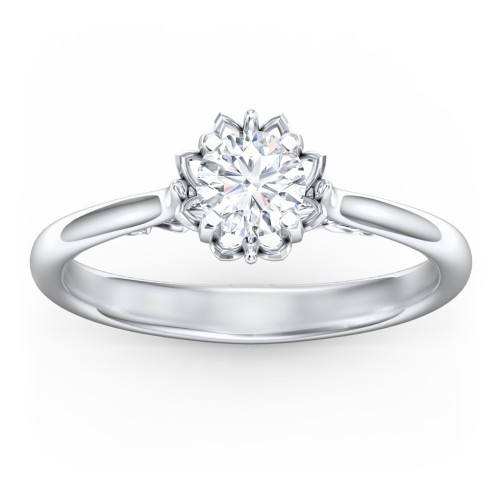 Diamond Solitaire Engagement Ring with Infinity Detail Bridge – 14K White Gold