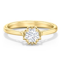 Diamond Solitaire Engagement Ring with Infinity Detail Bridge in 9K Solid Yellow Gold