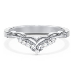 Vintage Tiara Band with Diamond Accents – 14K White Gold with Lab Diamond