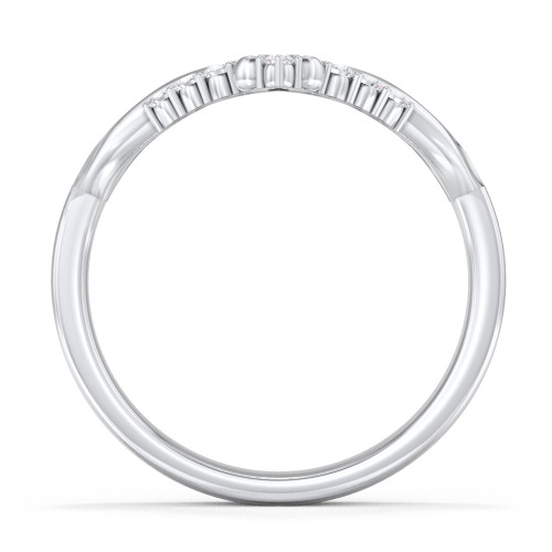 Vintage Tiara Band with Diamond Accents – 14K White Gold with Lab Diamond