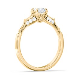 Vintage Diamond Solitaire Ring with Side Accent Stones in 9K Solid Yellow Gold