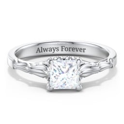 Vintage Diamond Solitaire Ring with Side Accent Stones