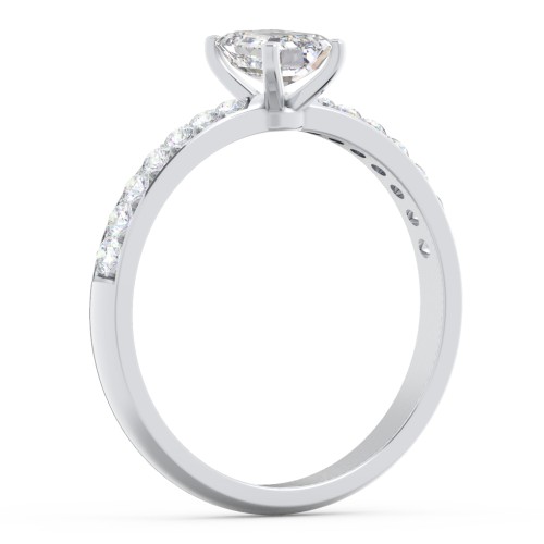 Engagement Ring with Graduated Side Stones – 14K White Gold with Lab Diamond