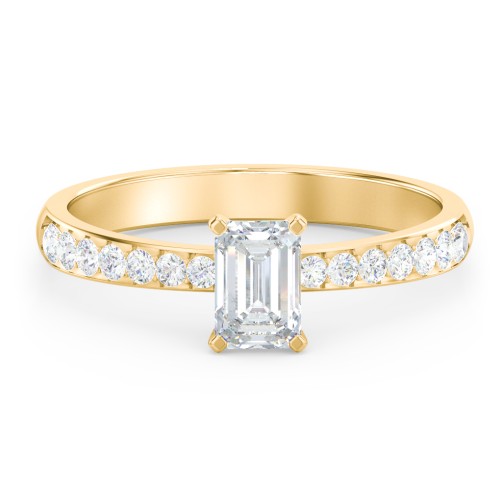 Engagement Ring with Graduated Side Stones – 9kt Yellow Gold with Lab Diamond