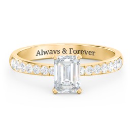 Engagement Ring with Graduated Side Stones in 9K Solid Yellow Gold with 04LABDIAM-EM-1.00-SI1-F-G and Lab Diamond