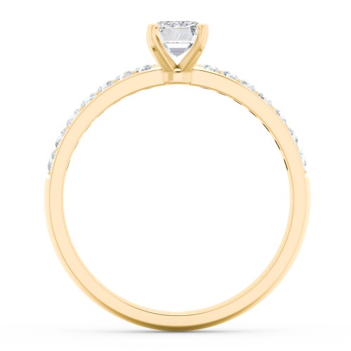 Engagement Ring with Graduated Side Stones – 9kt Yellow Gold with Lab Diamond