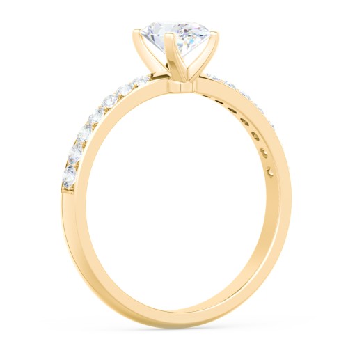 Engagement Ring with Graduated Side Stones – 9kt Yellow Gold with Lab Diamond