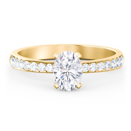 Engagement Ring with Graduated Side Stones – 9kt Yellow Gold with Lab Diamond