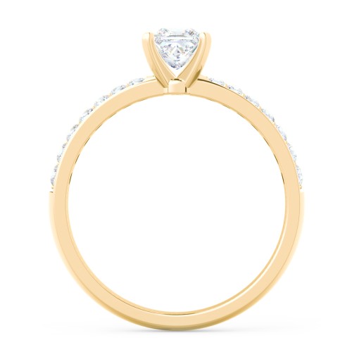 Engagement Ring with Graduated Side Stones – 9kt Yellow Gold with Lab Diamond