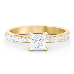 Engagement Ring with Graduated Side Stones in 9K Solid Yellow Gold