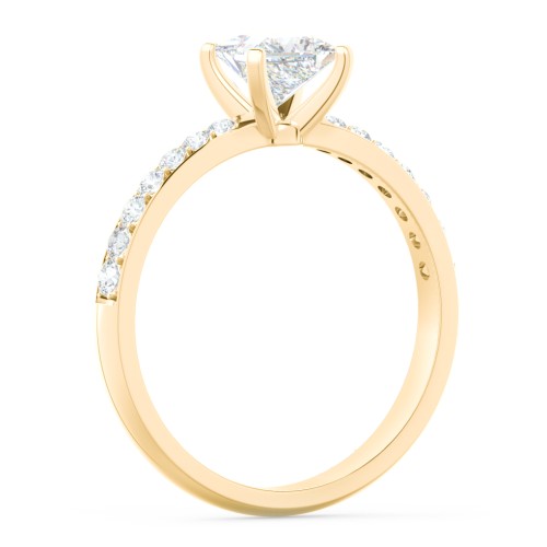 Engagement Ring with Graduated Side Stones – 9kt Yellow Gold with Lab Diamond