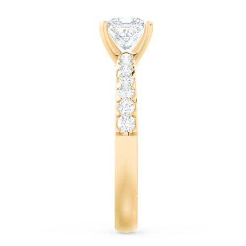 Engagement Ring with Graduated Side Stones – 9kt Yellow Gold with Lab Diamond
