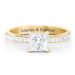 Engagement Ring with Graduated Side Stones in 9K Solid Yellow Gold with 04LABDIAM-PC-1.00-SI1-F-G and Lab Diamond