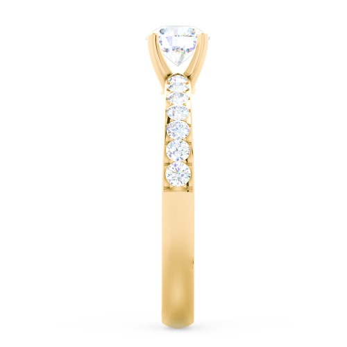 Engagement Ring with Graduated Side Stones – 9kt Yellow Gold with Lab Diamond