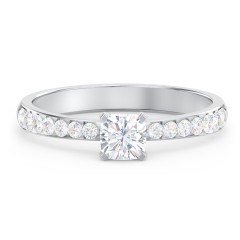 Engagement Ring with Graduated Side Stones – 14K White Gold with Lab Diamond