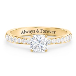 Engagement Ring with Graduated Side Stones in 9K Solid Yellow Gold with 04LABDIAM-CU-1.00-VS2-G-G and Lab Diamond