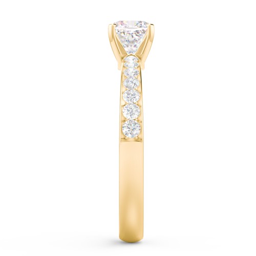 Engagement Ring with Graduated Side Stones – 9kt Yellow Gold with Lab Diamond
