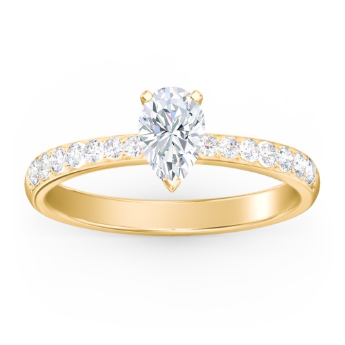 Engagement Ring with Graduated Side Stones – 9kt Yellow Gold with Lab Diamond