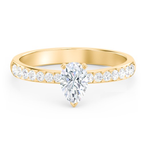 Engagement Ring with Graduated Side Stones – 9kt Yellow Gold with Lab Diamond